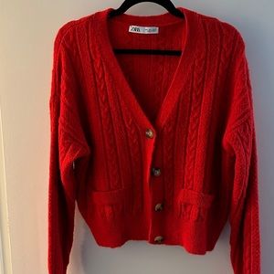 Red Cardigan Zara
